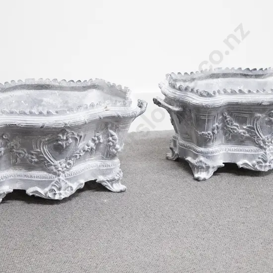 Pair Georgian Reproduction Serpentine Trough Planters