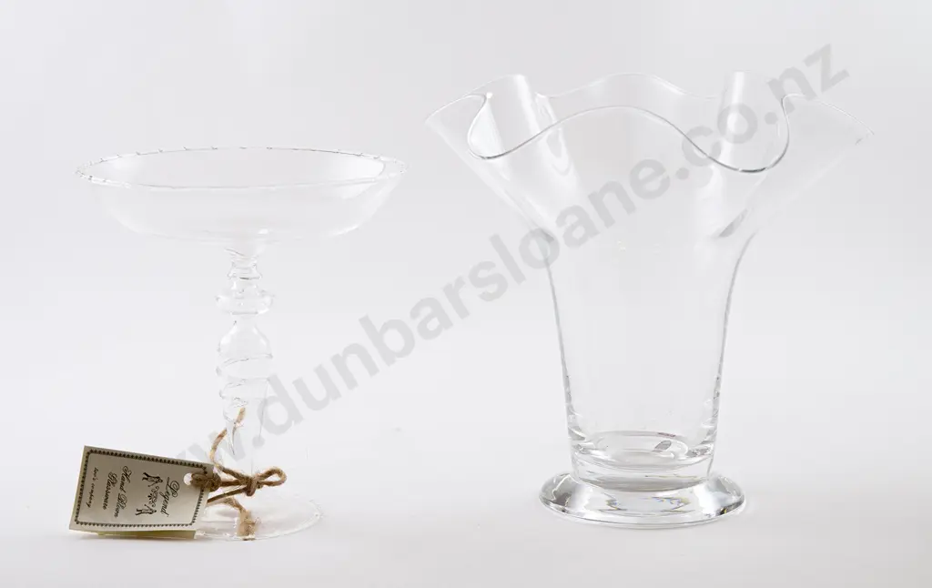 Orrefors Clear Glass Vase & Venetian Comport Image 1++