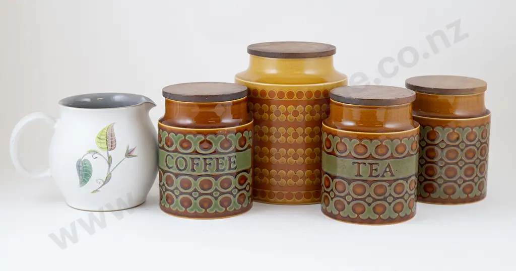 Four Hornsea Pottery Kitchen Storage Jars & Denby Jug Image 1++