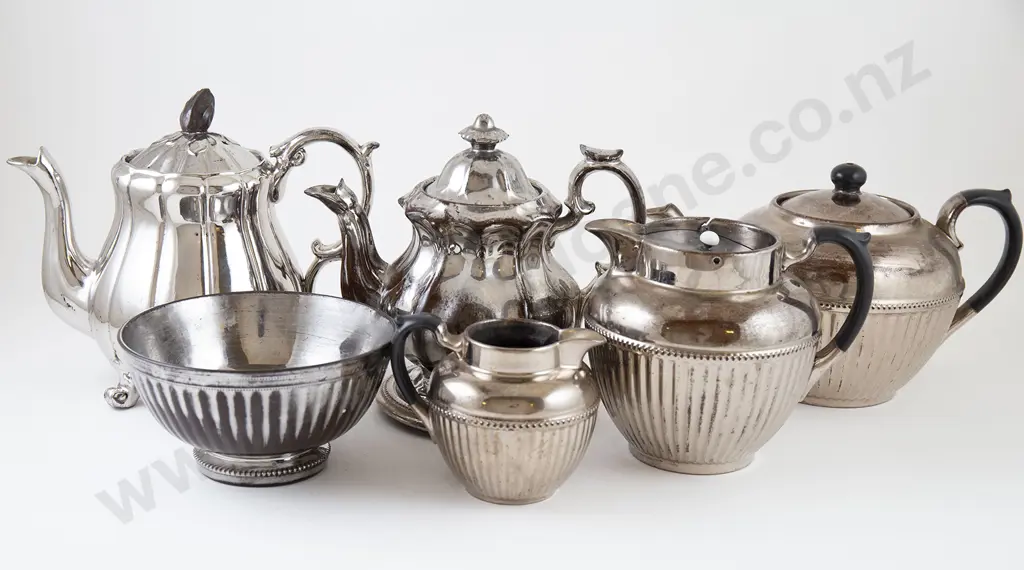 Victorian Glazed Silver Terracotta Teaware Image 1++