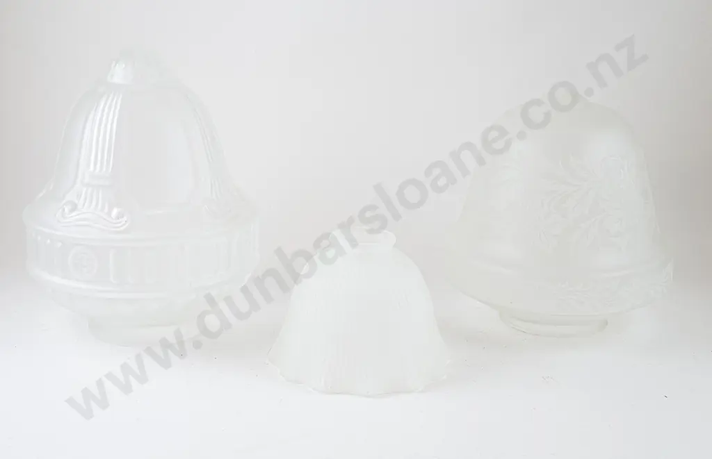 Two Modern Frosted Moulded Glass Pendant Ceiling Shades & Other Image 1++