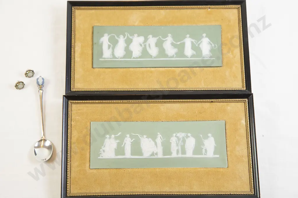 Pair Wedgwood Framed Jasperware Tiles Image 1++