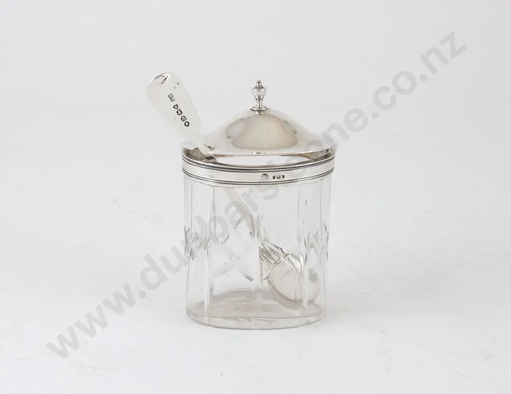 S/S Lidded Glass Mustard Pot & Spoon Image 1++