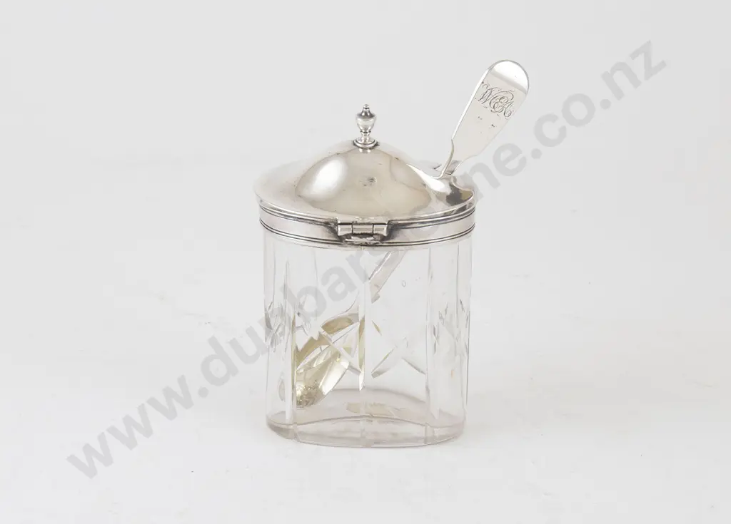 S/S Lidded Glass Mustard Pot & Spoon Image 1++