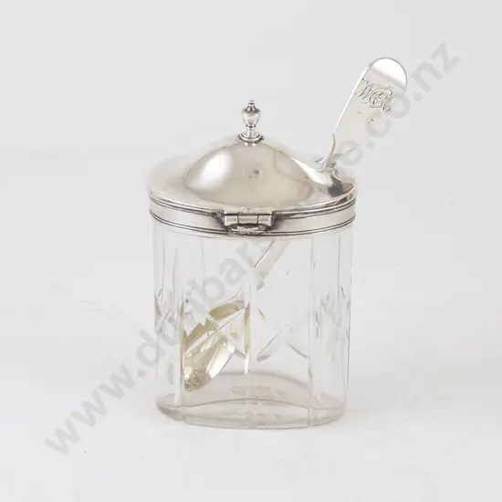 S/S Lidded Glass Mustard Pot & Spoon