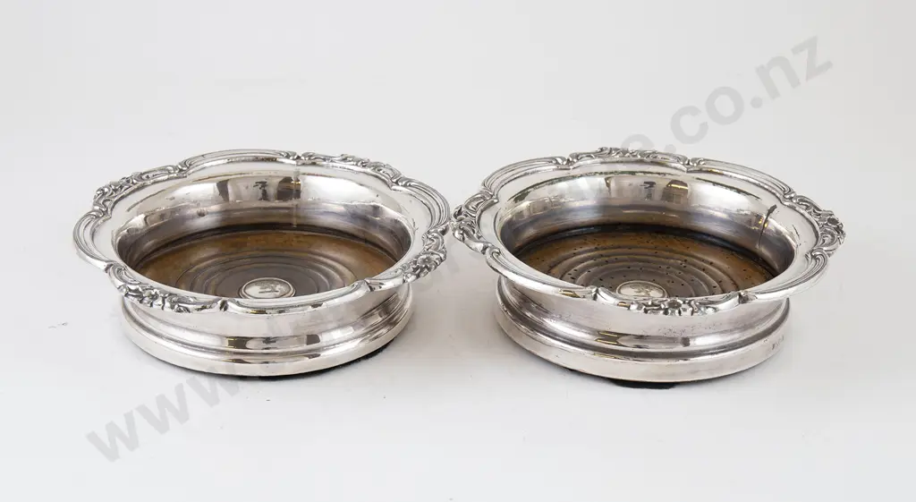 Pair Victorian S/P Wine Coasters Image 1++