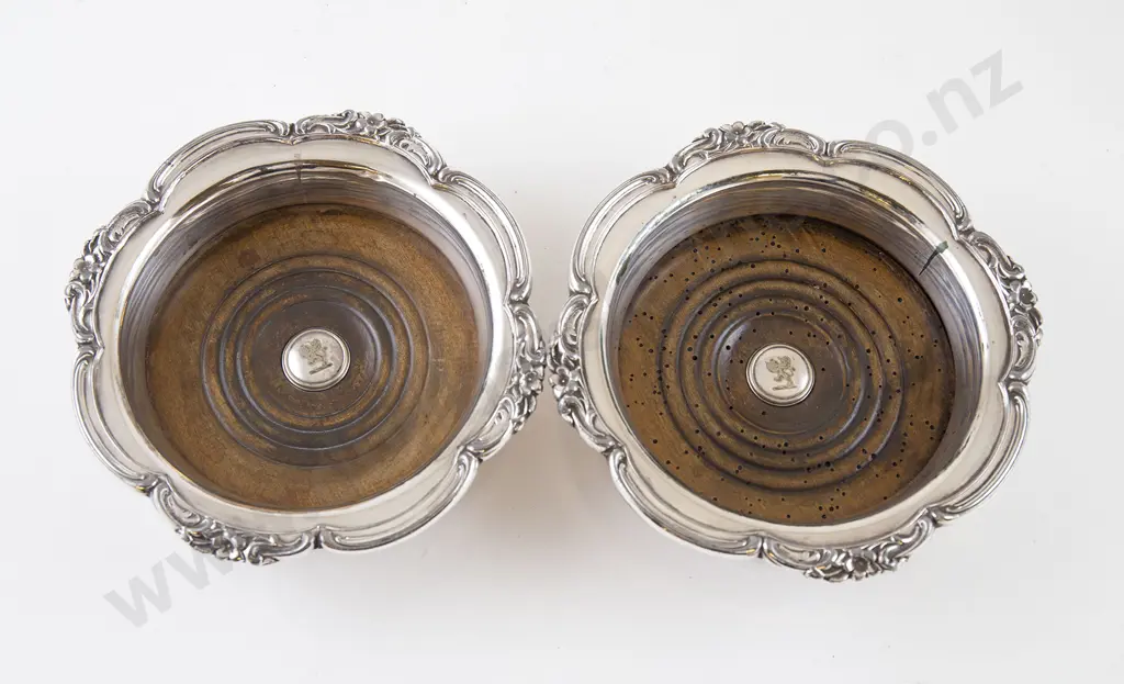 Pair Victorian S/P Wine Coasters Image 1++