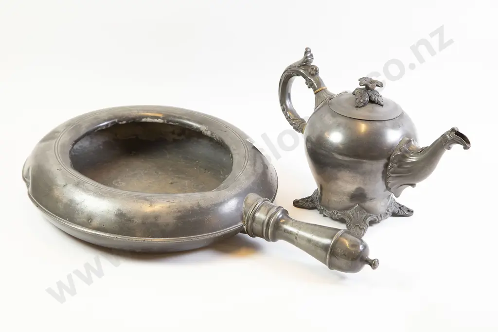 Georgian Pewter Chafing Dish & Later Teapot Image 1++