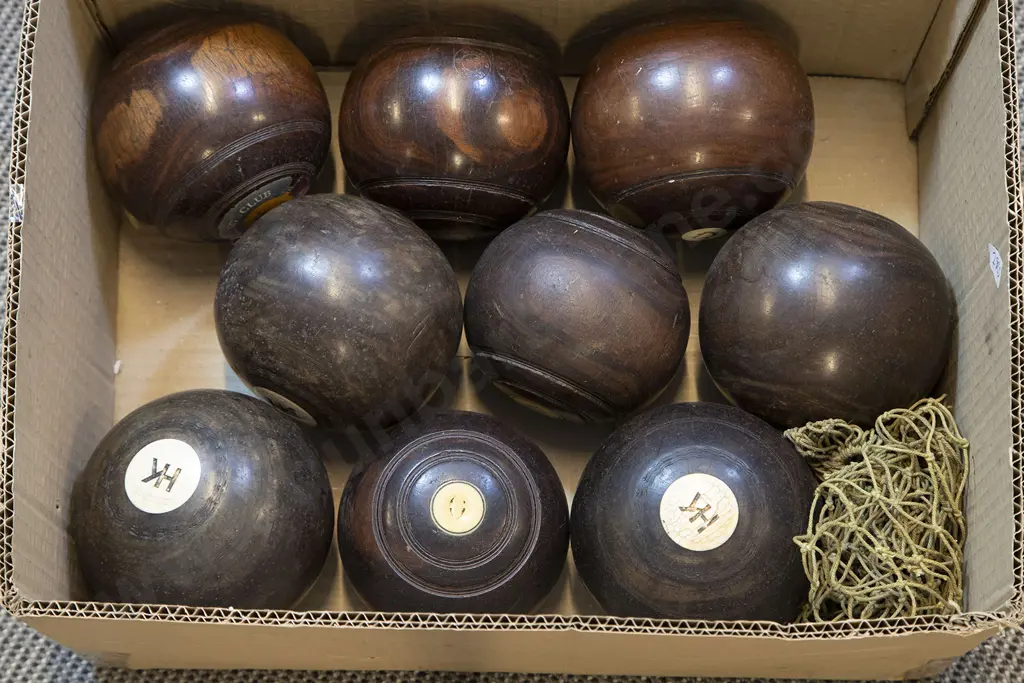 Nine Vintage Lawn Bowls Image 1++
