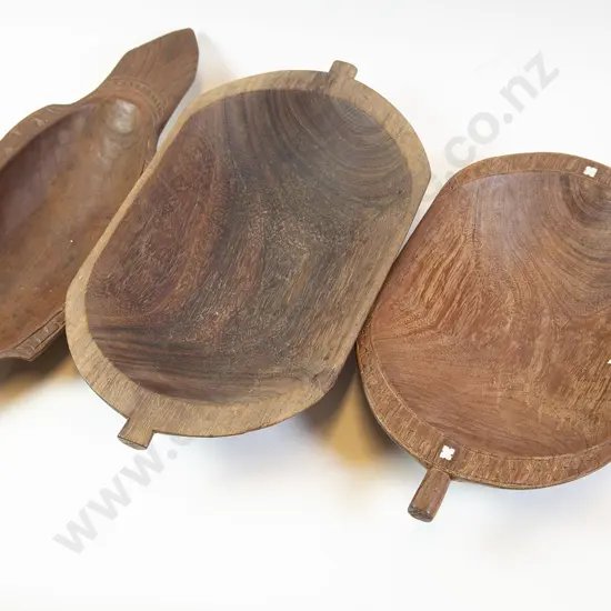 Three Pacific Wooden Bowls