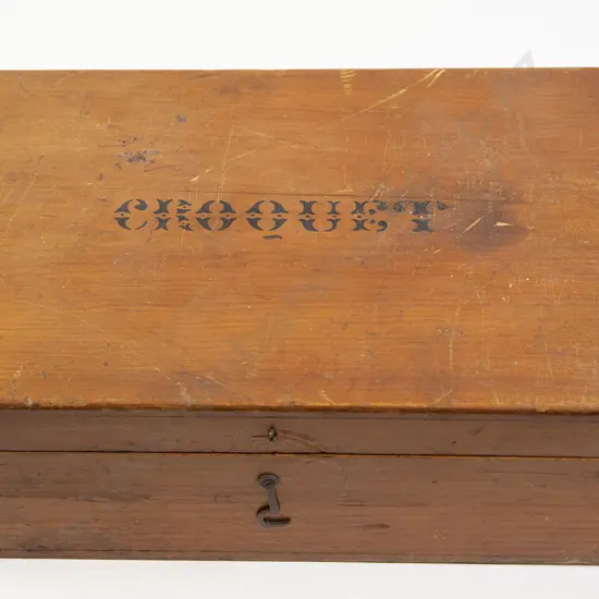 Early C20th Boxed Table Top Croquet Game