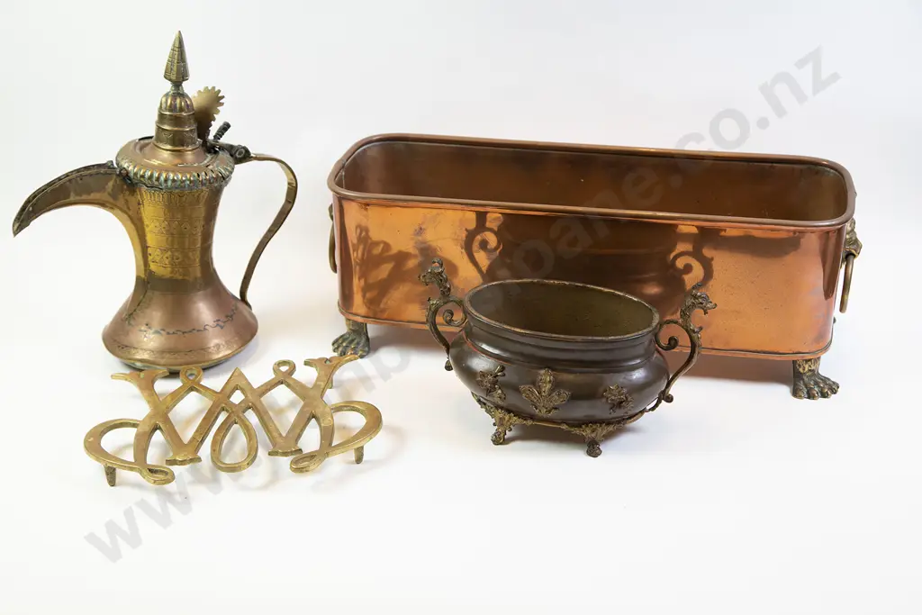 Copper Planter with Antique Coffee Pot & Other Image 1++