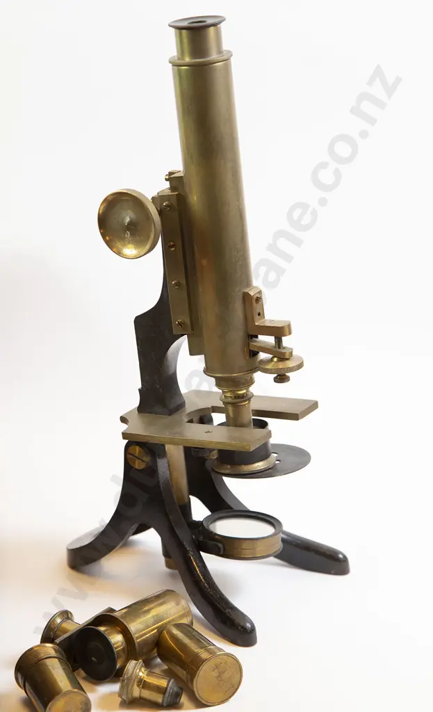 Part Boxed Victorian Brass Microscope Image 1++