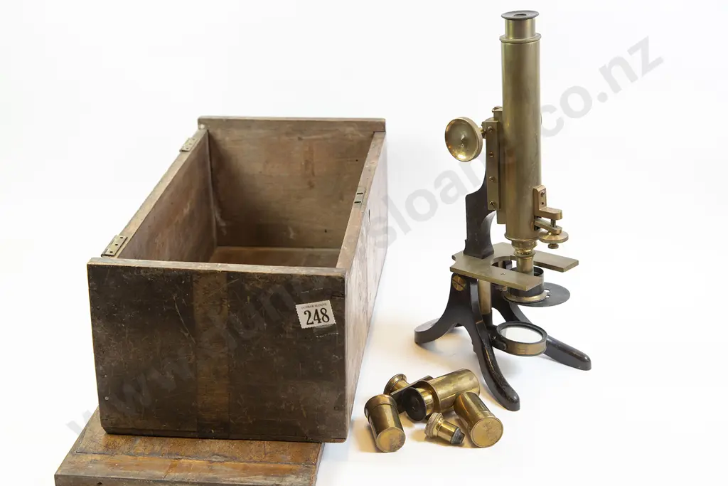 Part Boxed Victorian Brass Microscope Image 1++