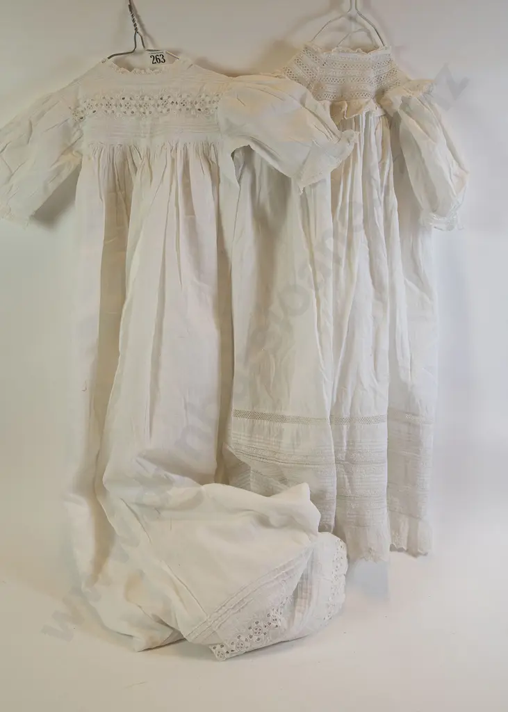 Two Edwardian Cotton & Lace Cot Gowns Image 1++