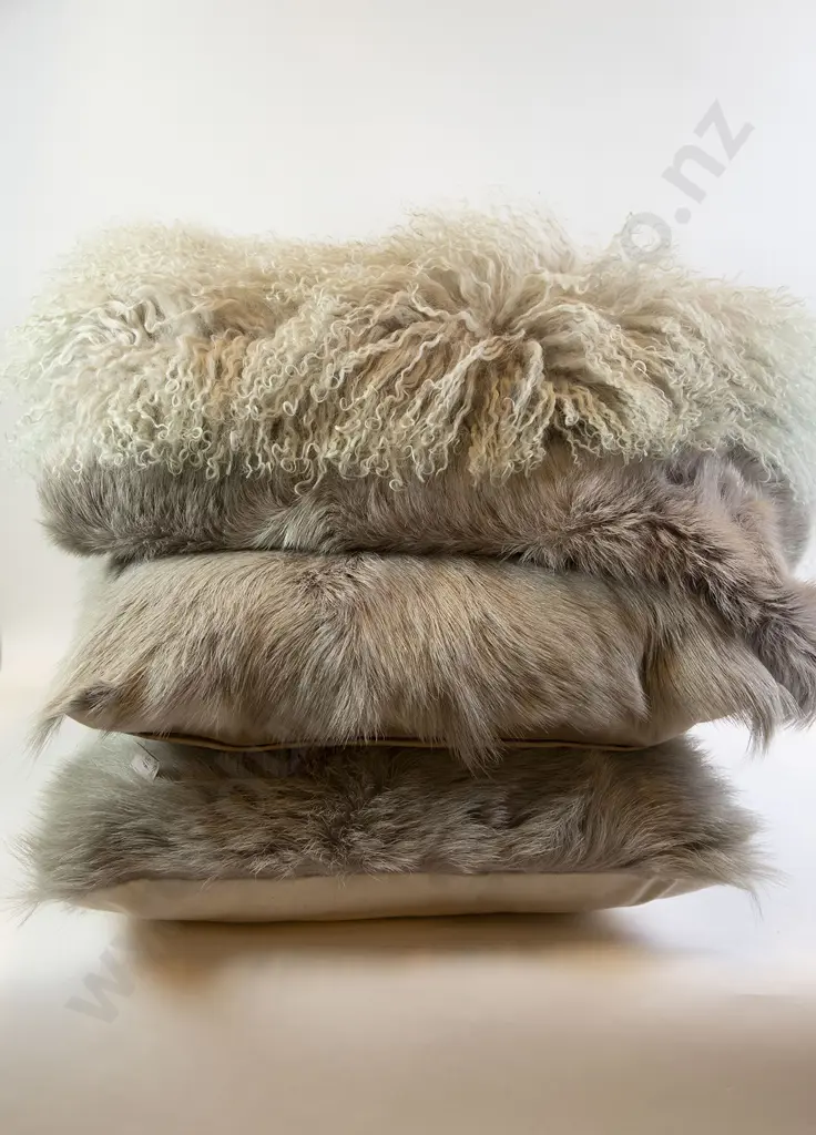 Two Goat Hide Cushions with Goat Hide Image 1++