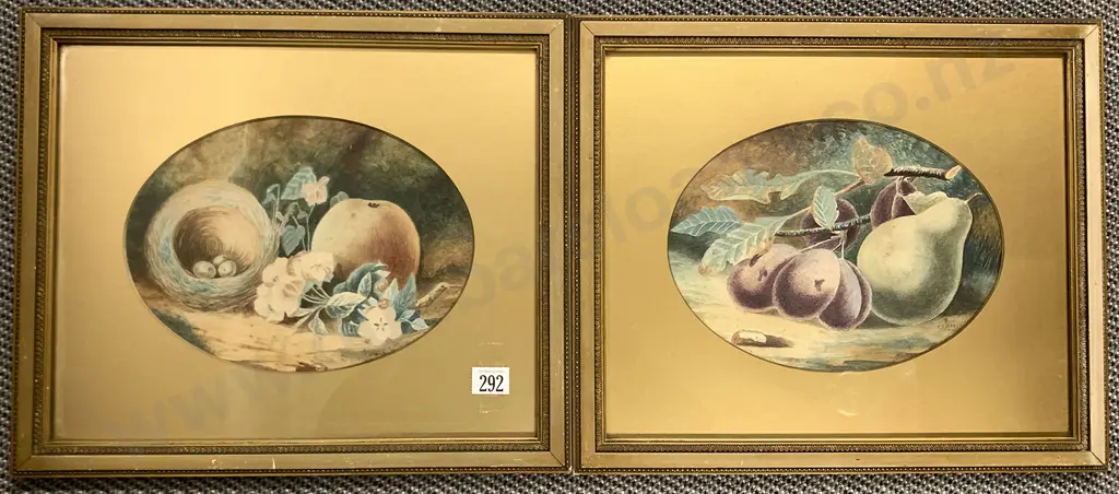 Pair Of Vict Watercolour Still Life Studies Image 1++