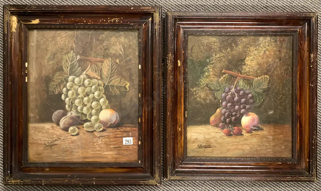 A. Burnard Pair Still Life Watercolours of Fruit Image 1++