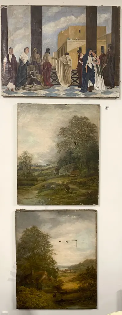 Pair English Oil Landscapes and other Roman scene (faults) Image 1++