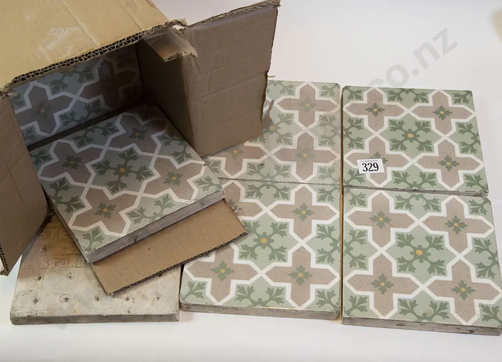 Set of Twelve Vintage Floor Tiles Image 1++