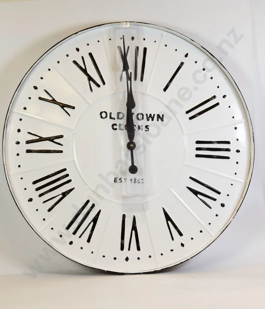 Large B&W Enamel Wall Clock Image 1++