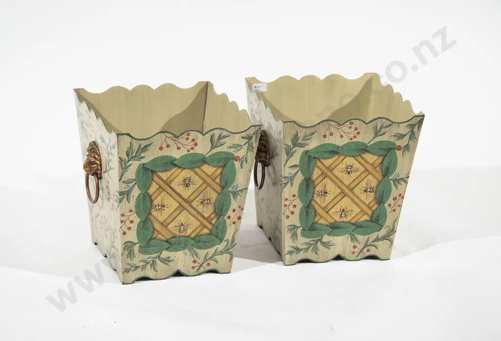 Two Enamelled Tin Waste Bins Image 1++