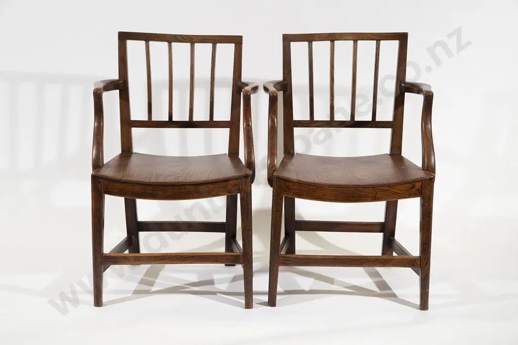 Pair GeoIII Oak Open Arm Chairs Image 1++
