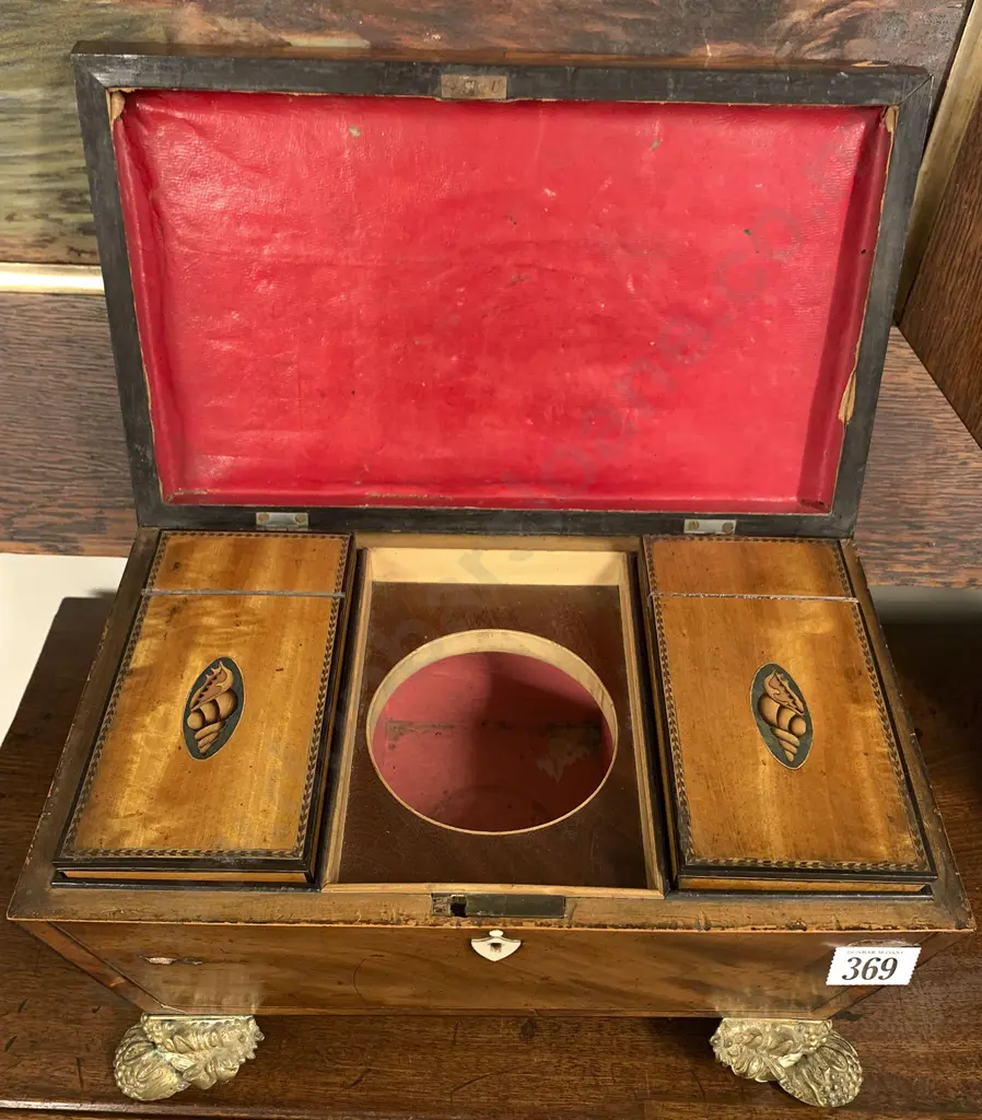 Regency Mahogany & Inlaid Tea Caddy (faults) Image 1++