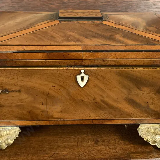 Regency Mahogany & Inlaid Tea Caddy (faults)