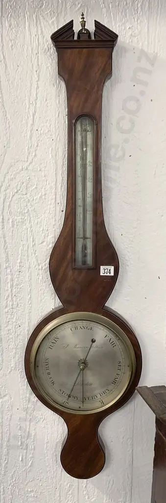 C19th Mahogany Banjo Barometer Image 1++