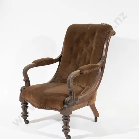Victorian Scroll Back Library Chair (faults)
