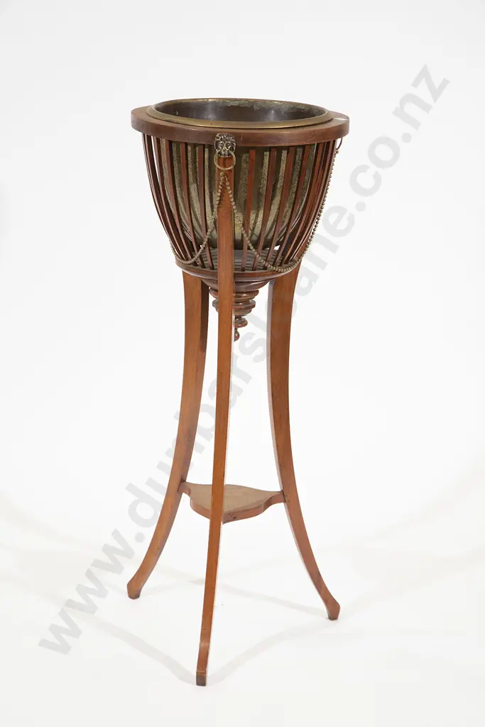 Edwardian Mahogany & Brass Jardinere Image 1++