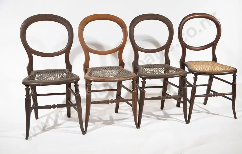 Set Four Victorian Mahogany Balloon Back Chairs Image 1++