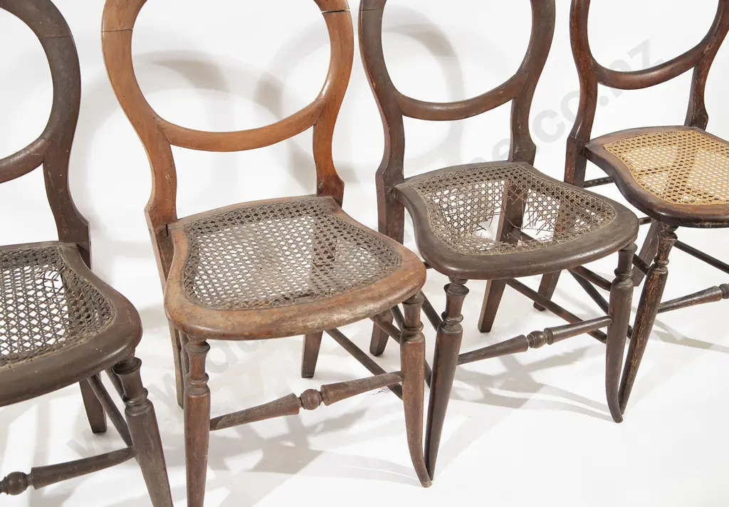 Set Four Victorian Mahogany Balloon Back Chairs Image 1++