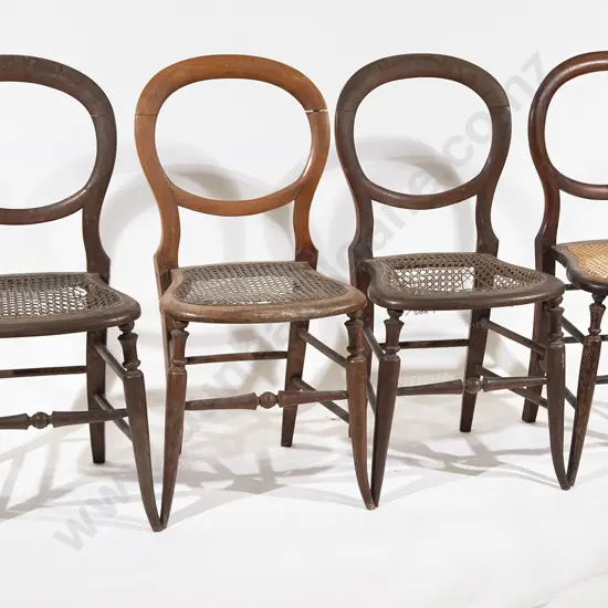 Set Four Victorian Mahogany Balloon Back Chairs
