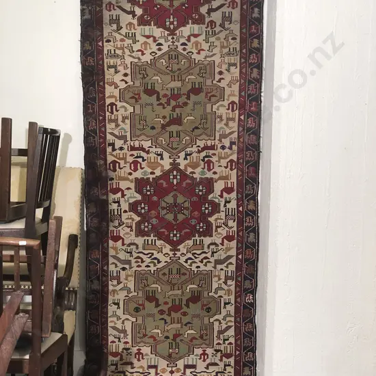 Kelim Runner with animal pattern
