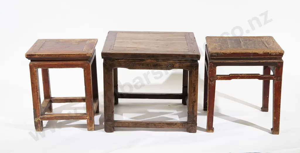 Three Chinese Square Top SIde Tables Image 1++