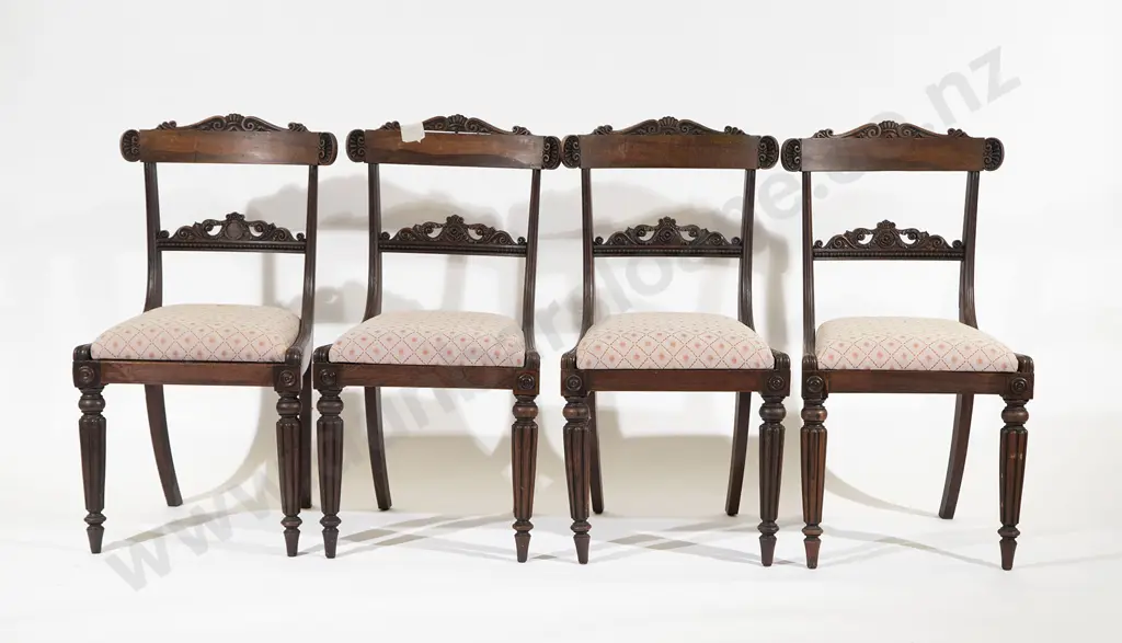 Set Four WMIV Rosewood Dining Chairs (faults) Image 1++