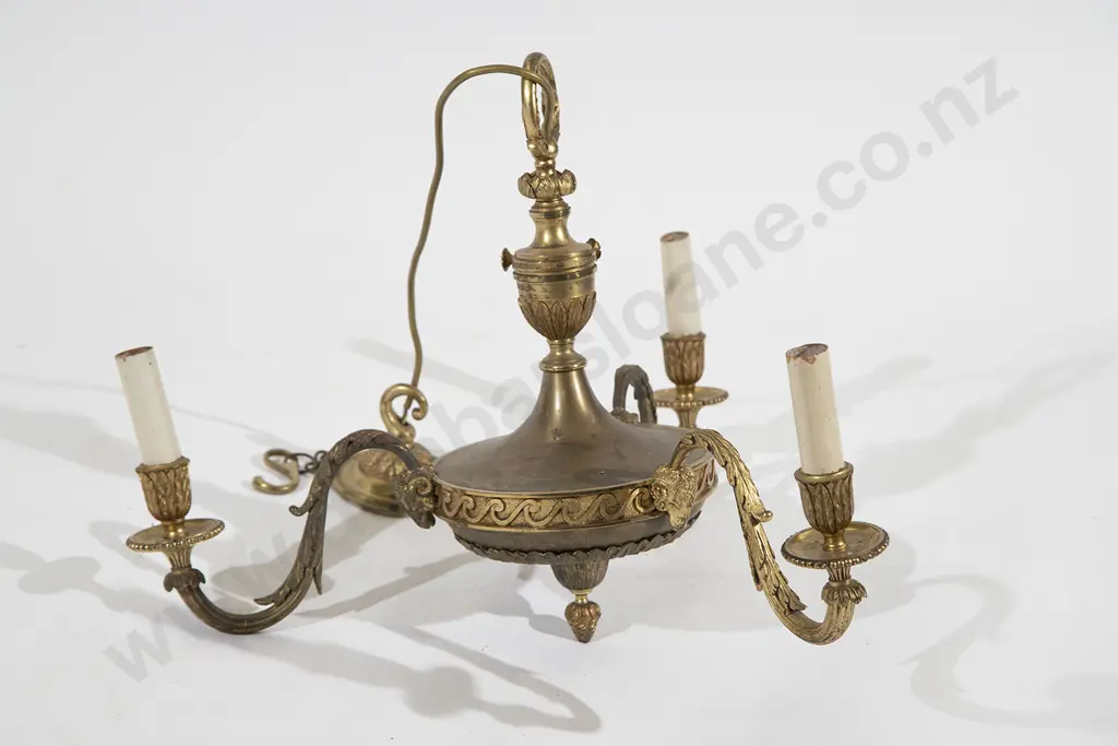 Brass Three Branch Ceiling Light Image 1++
