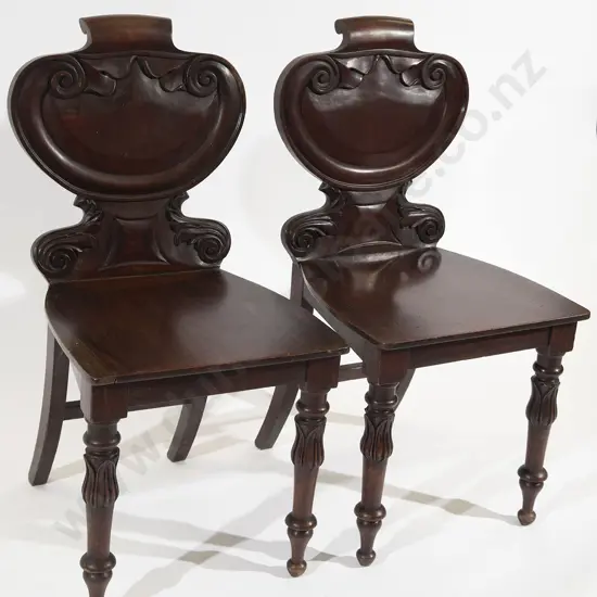 Pair WMIV Mahogany Hall Chairs