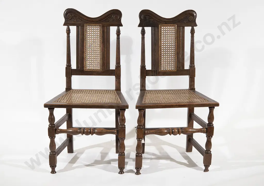 Pair C18th Welsh Oak and Caned SIde Chairs Image 1++