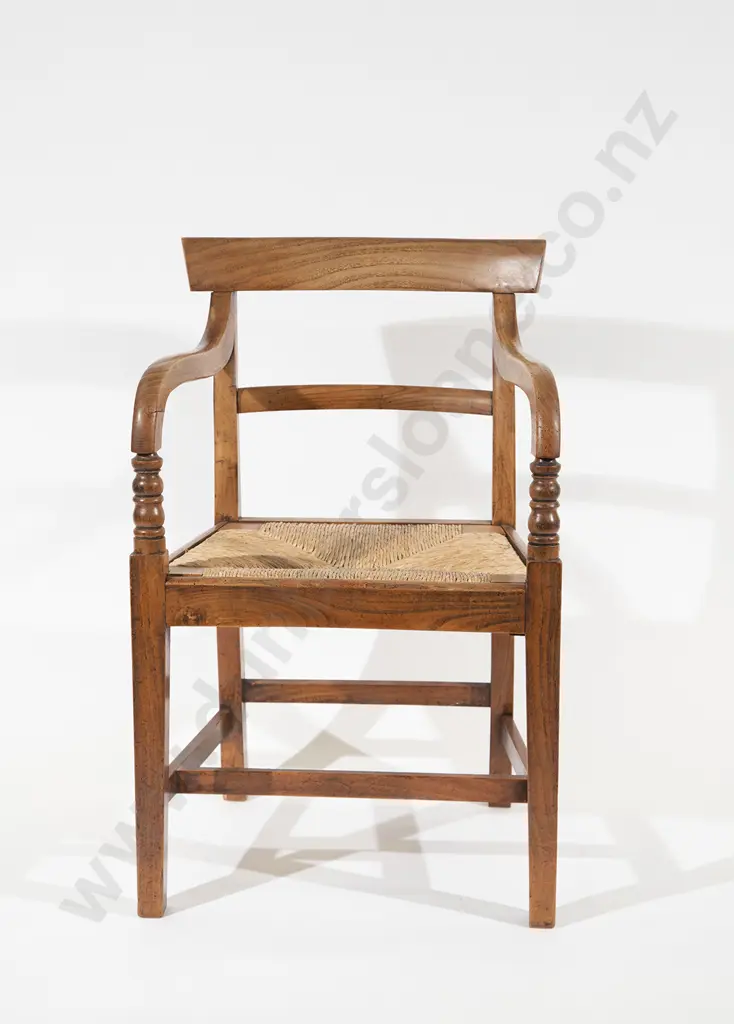 GeoIII Fruitwood Rush Seat Arm Chair Image 1++