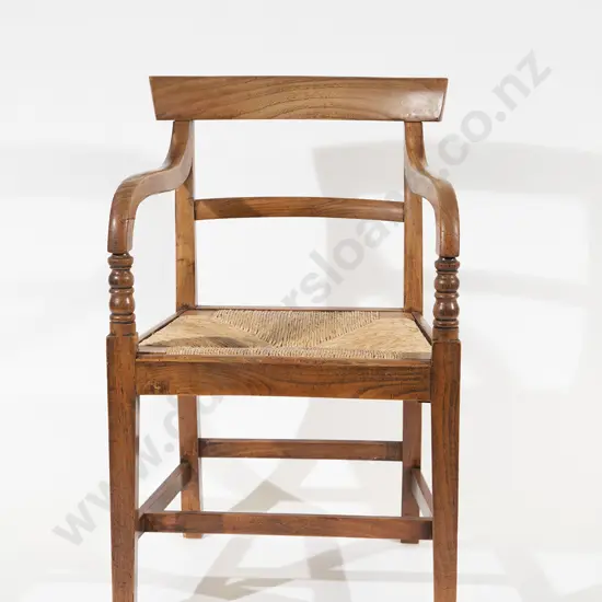 GeoIII Fruitwood Rush Seat Arm Chair