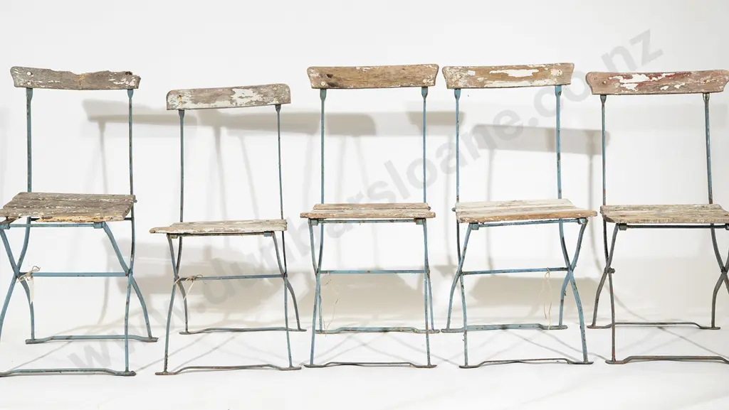 Set Five French Folding Bistro Chairs (faults) Image 1++