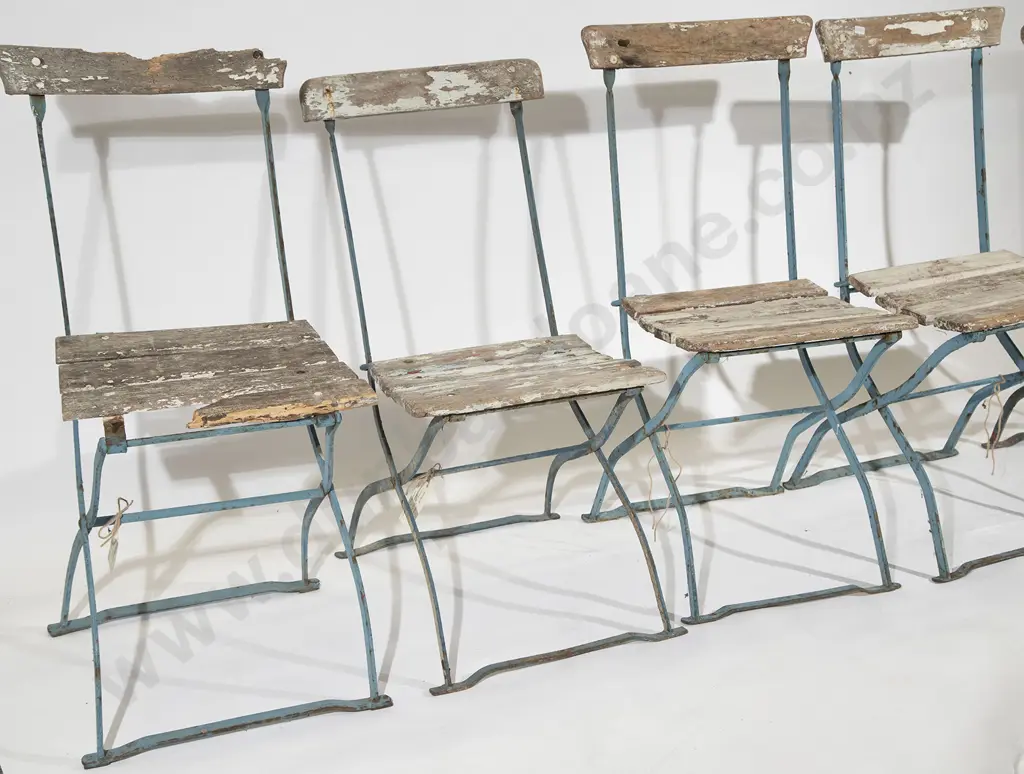 Set Five French Folding Bistro Chairs (faults) Image 1++