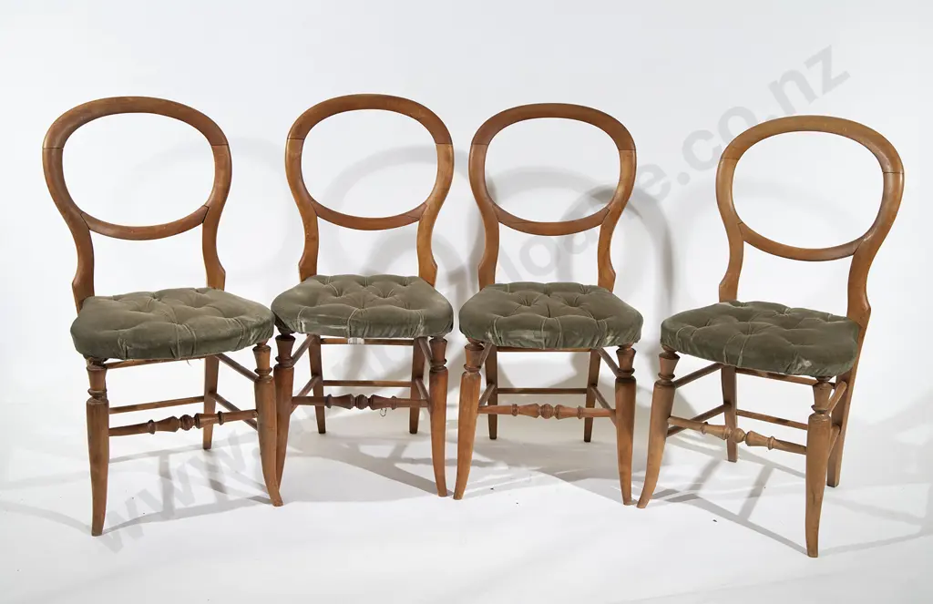 Set Four Victorian Mahogany Balloon Back Dining Chairs Image 1++