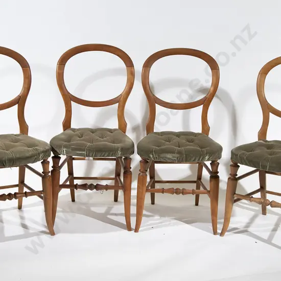 Set Four Victorian Mahogany Balloon Back Dining Chairs