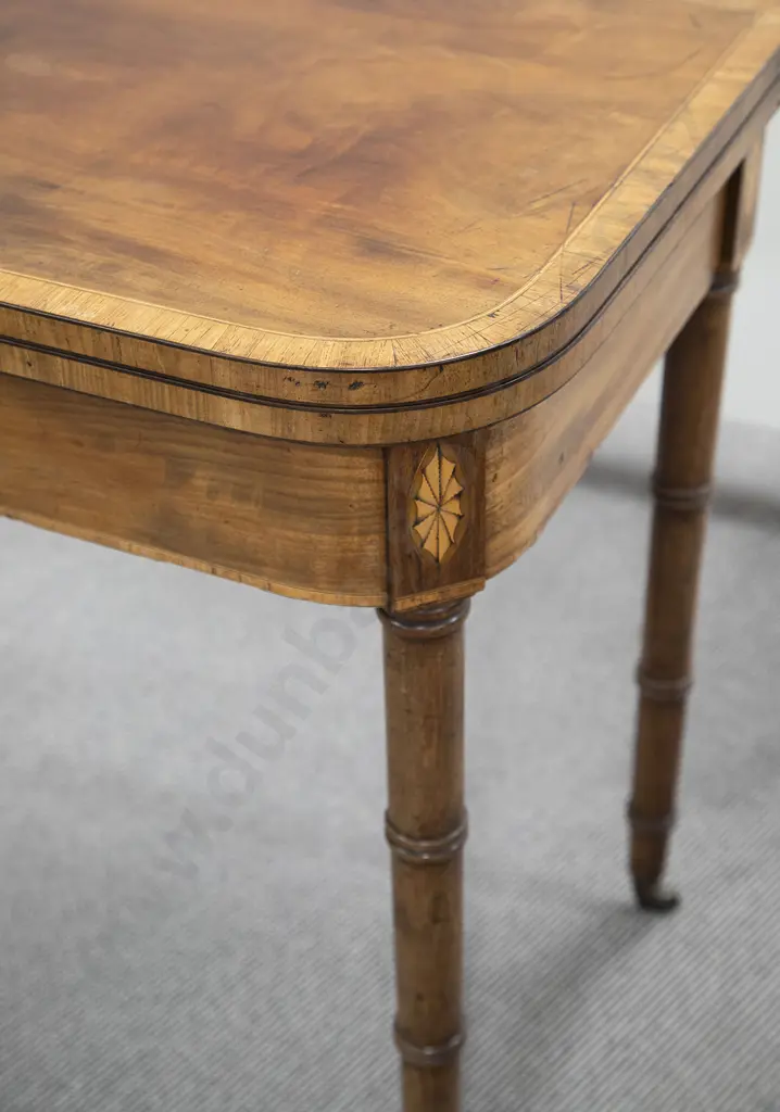 GeoIII Mahogany and Inlaid Fold-over Tea Table Image 1++