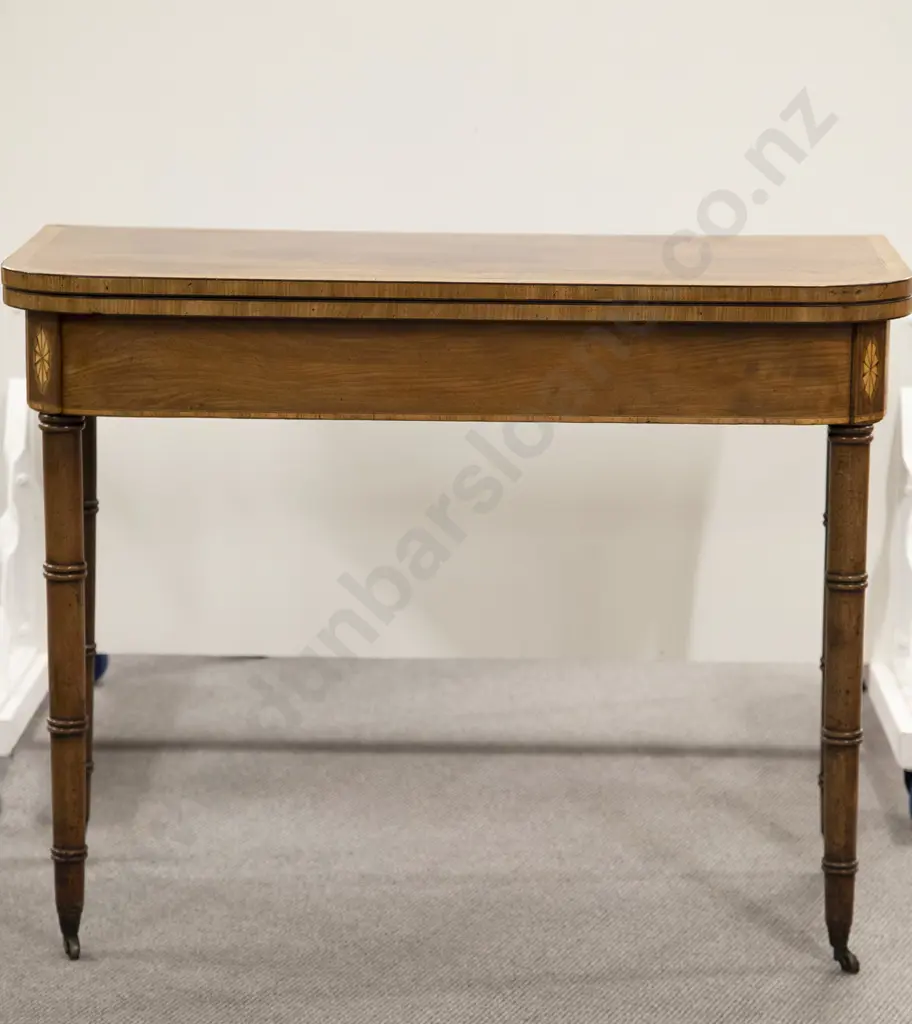 GeoIII Mahogany and Inlaid Fold-over Tea Table Image 1++