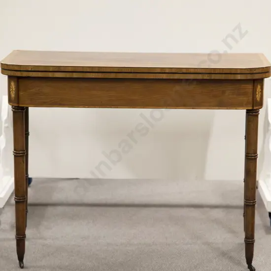 GeoIII Mahogany and Inlaid Fold-over Tea Table
